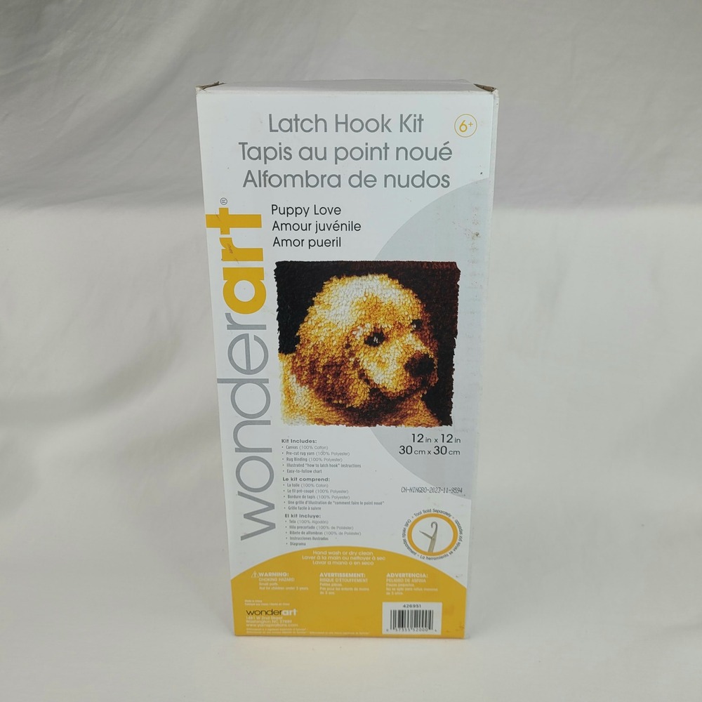 Wonderart Puppy Love Latch Hook Kit 12x12 Dog Rug Craft Set NEW